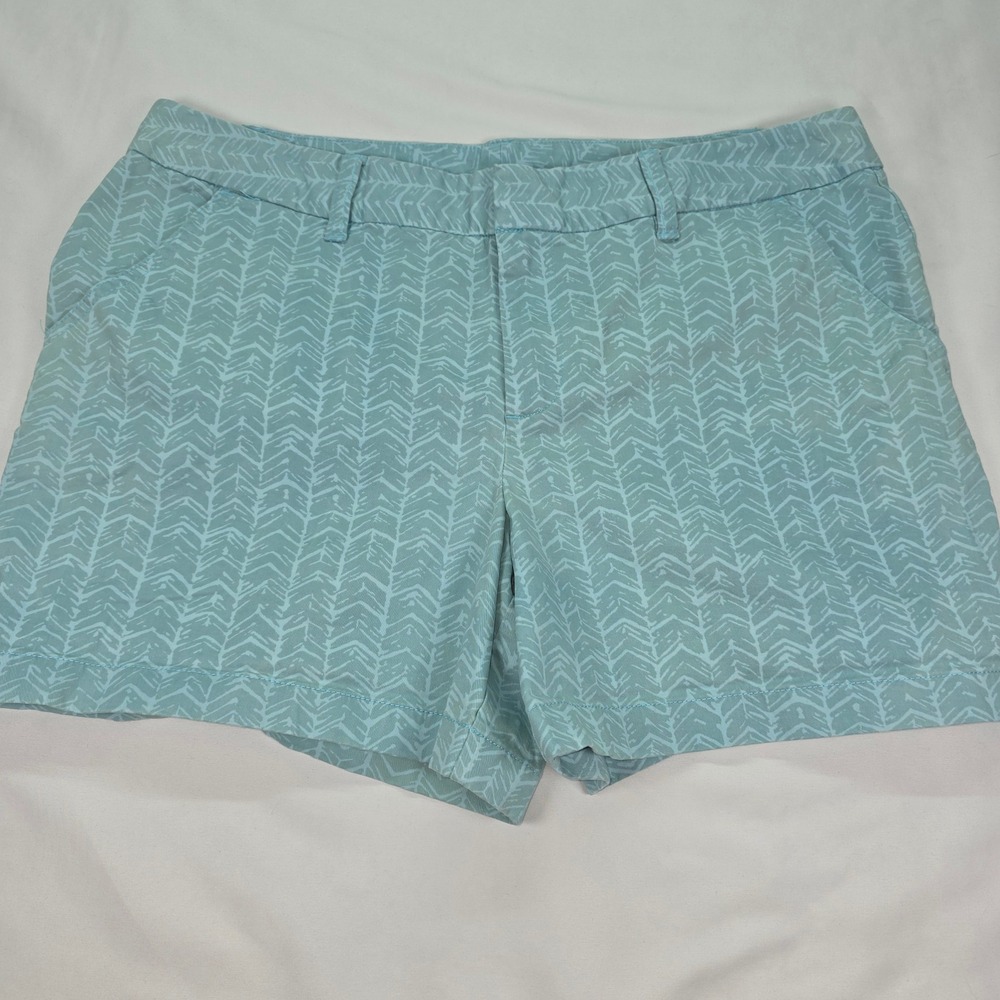 Le Tigre Womens Blue Chevron Print Chino Shorts Size 16 Geometric Casual Summer